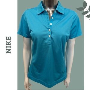🛍️3/$40 Nike Golf Dri Fit Women's Blue Polo Short Sleeve Shirt Turquoise Small